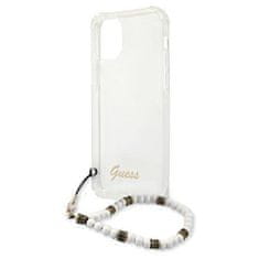 Guess Originalni trdi ovitek za IPHONE 12 PRO MAX Guess White Pearl (GUHCP12LKPSWH) transparenten