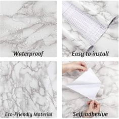 Netscroll Elegantna samolepilna folija z vzorcem marmorja, MarbleWallpaper, bela