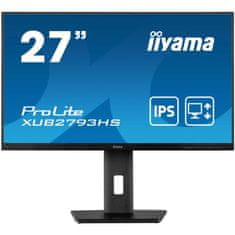 iiyama Monitor 68,6 cm (27,0) XUB2793HS-B6 1920x1080 100Hz IPS 1ms HDMI DisplayPort Pivot Zvočniki 3H sRGB96% ProLite