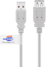 Goobay podajševalni kabel, USB 2.0 (M) / USB 2.0 (Ž), Hi-Speed, 5m, bel (68916)