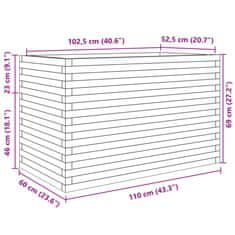 Vidaxl Vrtno cvetlično korito voščeno 110x60x68,5 cm trdna borovina