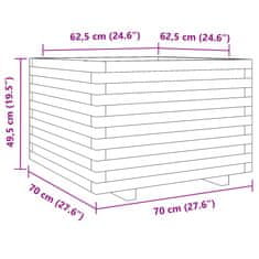 Vidaxl Vrtno cvetlično korito belo 70x70x49,5 cm trdna borovina