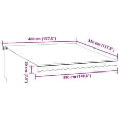 Vidaxl Ročno zložljiva tenda antracit in bela 400x350 cm