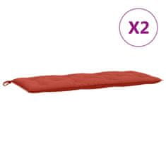 Vidaxl Blazina za vrtno klop 2 kosa melanž rdeča 120x50x7 cm blago