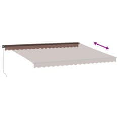 Vidaxl Ročno zložljiva tenda z LED rjava 450x350 cm