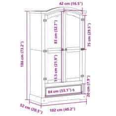 Vidaxl Garderobna omara Corona 102x52x186 cm trdna borovina