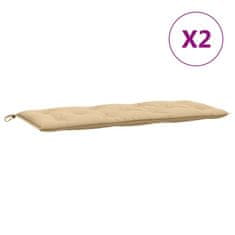 Vidaxl Blazina za vrtno klop 2 kosa melanž bež 120x50x7 cm blago