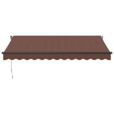 Vidaxl Ročno zložljiva tenda z LED rjava 350x250 cm