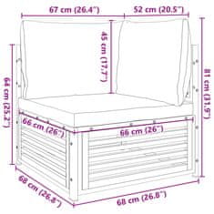 Vidaxl Vrtni kotni kavč z blazinami trden akacijev les