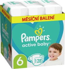 Pampers Active Baby plenice za enkratno uporabo 6 (13-18 kg) 128 kosov - MESEČNA DOBAVA