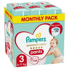 Pampers Premium Care plenične hlačke velikosti 3 (6-11 kg) 144 kosov