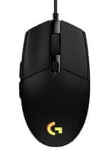 Logitech G102 Gen2/Nemški/Optični/8.000 DPI/Brezžični USB/črna