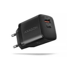 AXAGON ACU-PQ20 ACU-PQ20 AC adapter 20 W, 2x vrata (USB-A + USB-C), PD3.0/PPS/QC4+/AFC/Apple, črn