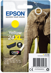 Epson eno pakiranje rumenega črnila 24XL Claria Photo HD