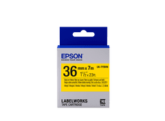 Epson Epsonov tračni vložek LK-7YBVN Vinil, črna/rumena barva, 36 mm / 7 m