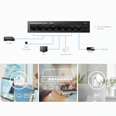 Cudy Stikalo, 8 gigabitnih vrat, kovinsko (GS108)