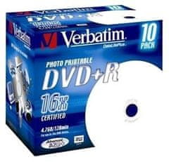 Verbatim DVD+R AZO 4,7GB, 16x, tiskljiv, ohišje za biser 10 kosov