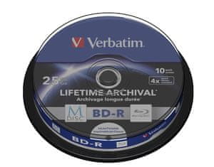 Verbatim M-DISC BD-R SL 25 GB, 4x, tiskljiv, vreteno 10 kosov