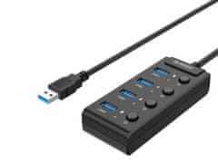 NEW Orico USB 3.0 vozlišče s stikali, 5x USB (črno)