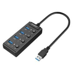 NEW Orico USB 3.0 vozlišče s stikali, 5x USB (črno)