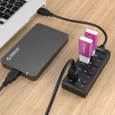 NEW Orico USB 3.0 vozlišče s stikali, 5x USB (črno)