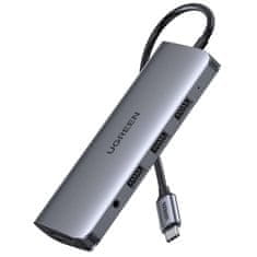 NEW Adapter 10v1 UGREEN HUB USB-C na HDMI 4K, 3x USB 3.0, Type-C PD, RJ45, SD, Micro SD, VGA, AUX (siv)