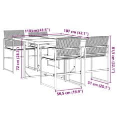 Vidaxl Vrtna jedilna garnitura 5-delna z blazinami črn poli ratan