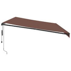 Vidaxl Avtomatsko zložljiva tenda LED rjava 600x300 cm