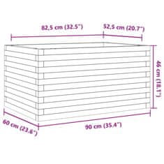 Vidaxl Vrtno cvetlično korito 90x60x46 cm trdna borovina