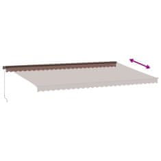 Vidaxl Ročno zložljiva tenda z LED rjava 600x350 cm