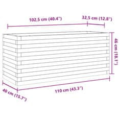 Vidaxl Vrtno cvetlično korito belo 110x40x46 cm trdna borovina