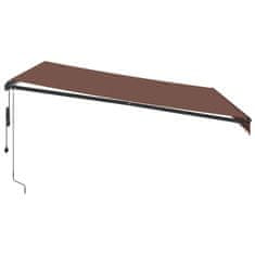 Vidaxl Avtomatsko zložljiva tenda LED rjava 400x350 cm