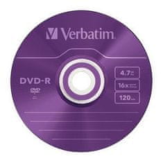 Verbatim DVD-R 4,7 GB (120min) 16x barvna tanka škatlica, 5 kosov/paket