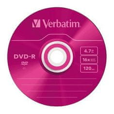 Verbatim DVD-R 4,7 GB (120min) 16x barvna tanka škatlica, 5 kosov/paket