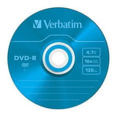 Verbatim DVD-R 4,7 GB (120min) 16x barvna tanka škatlica, 5 kosov/paket