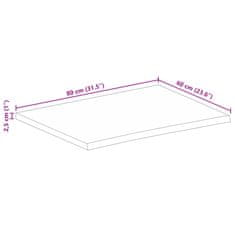 Vidaxl Mizna plošča 80x60x2,5 cm naraven rob trden robusten mangov les