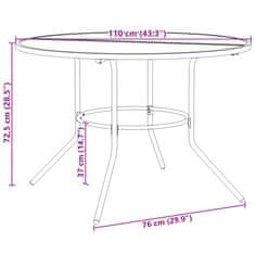 Vidaxl Miza za teraso okrogla antracit Ø110x72,5 cm barvano jeklo