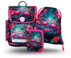 BAAGL 3 SET Ergo Flamingos: aktovka, svinčnik, torba