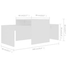 Vidaxl Komplet klubskih mizic bel 100x48x40 cm inženirski les