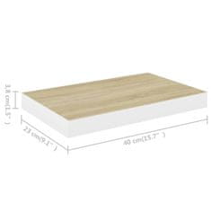 Vidaxl Stenske police 4 kosi barva hrasta in bela 40x23x3,8 cm MDF