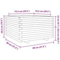 Vidaxl Vrtno cvetlično korito belo 80x80x49,5 cm trdna borovina