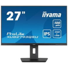 iiyama Monitor 68,6 cm (27,0) XUB2793QSU-B6 2560x1440 100Hz IPS 1ms HDMI DisplayPort 2xUSB3.2 Pivot Zvočniki sRGB96%