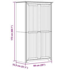 Vidaxl Garderobna omara BODO bela rjava 99x53,5x173 cm trdna borovina