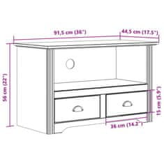 Vidaxl TV omarica 2 predaloma BODO siva 91,5x44,5x56 cm trdna borovina