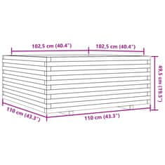 Vidaxl Vrtno cvetlično korito voščeno 110x110x49,5 cm trdna borovina