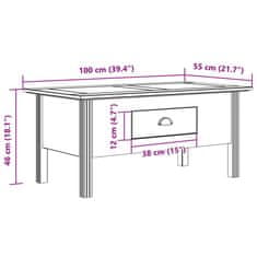 Vidaxl Klubska mizica BODO siva 100x55x46 cm trdna borovina