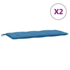 Vidaxl Blazina za vrtno klop 2 kosa melanž modra 120x50x7 cm blago