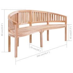 Vidaxl Klop v obliki banane 200 cm trdna tikovina