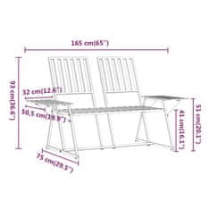 Vidaxl Vrtna klop za 2 osebi 165 cm črno jeklo