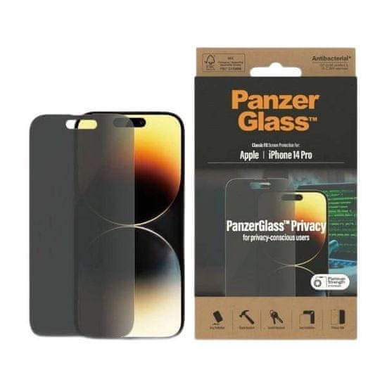 PanzerGlass PanzerGlass Classic Fit antibakterijsko steklo za zasebnost za iPhone 14 Pro